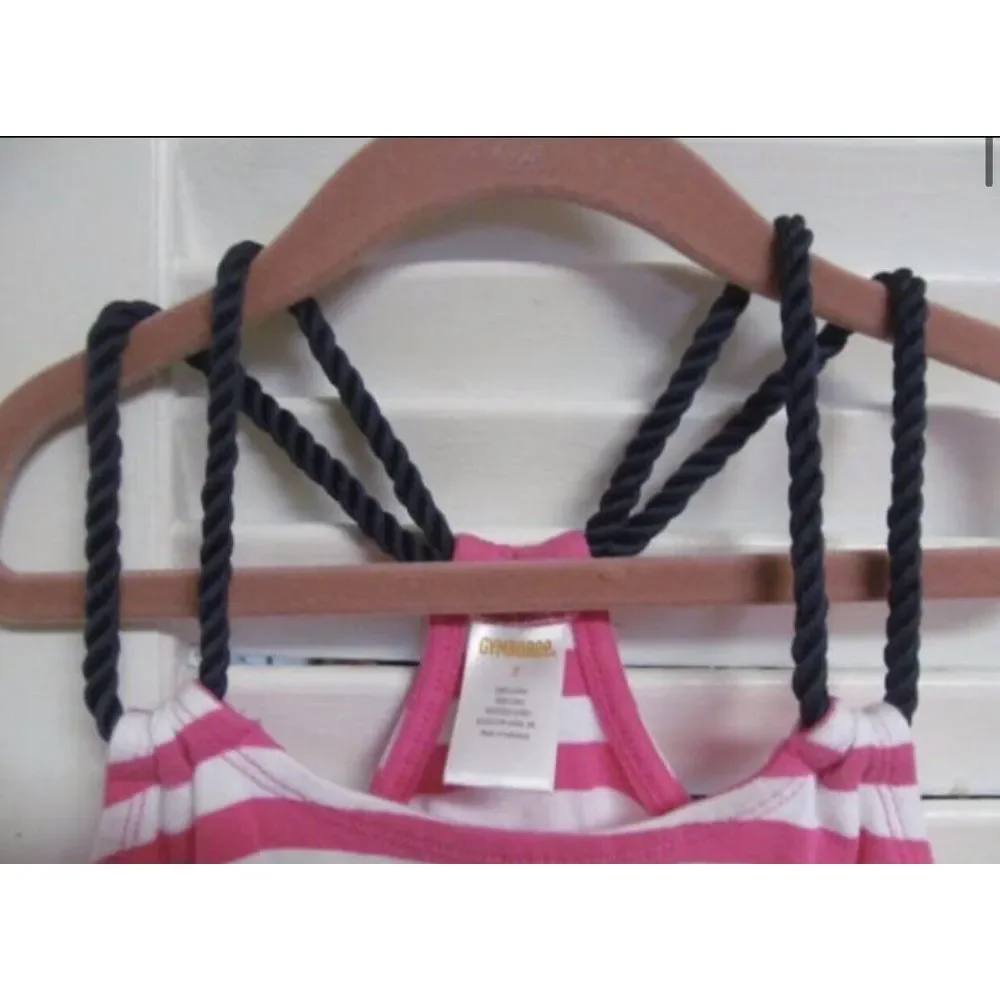 GYMBOREE STRIPES&ANCHOR PINK WHITE‎ NAVY ROPE SMOCKED BEACH BOAT SAIL DRESS 7
